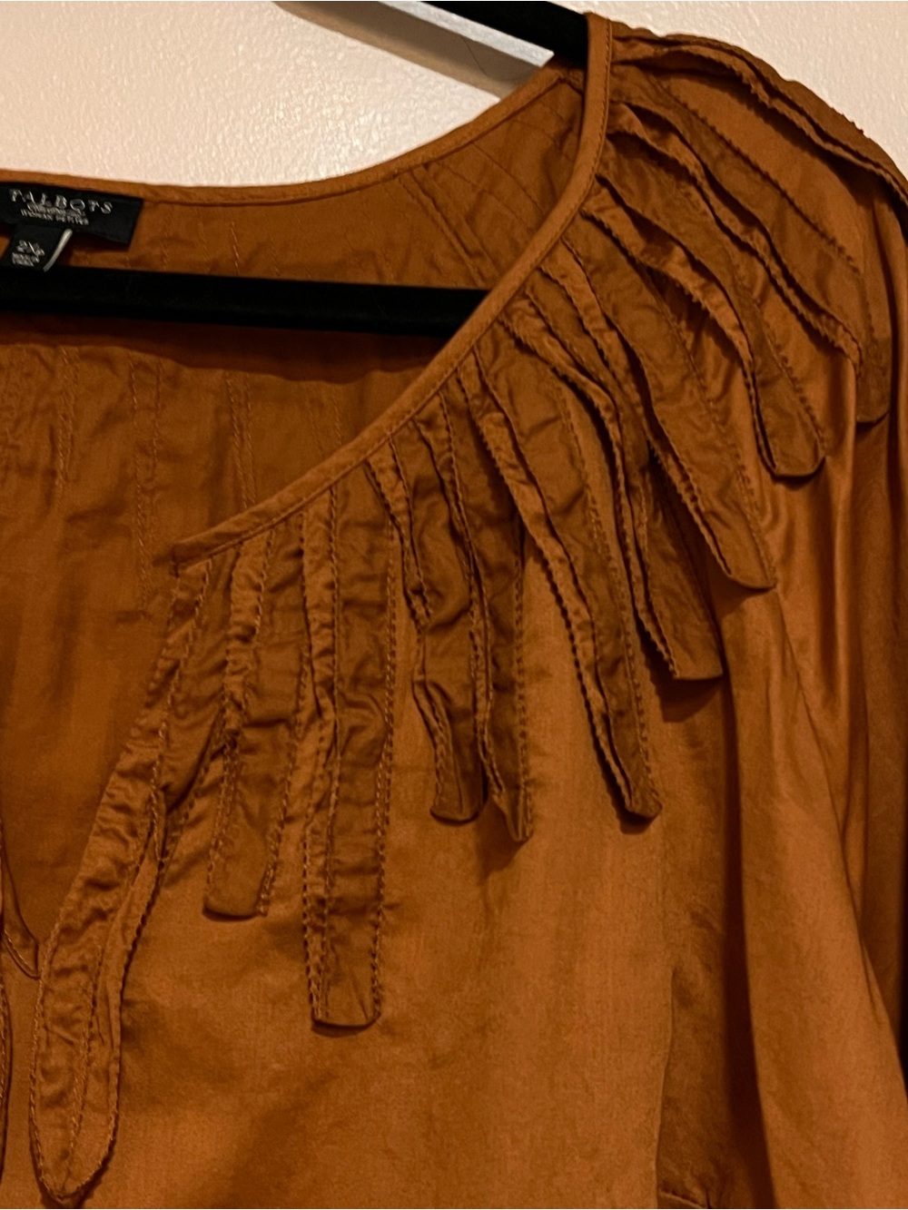 Talbots | Cotton a-line ruffled blouse Brown women’s size 2X lightweight flowy - Picture 2 of 6